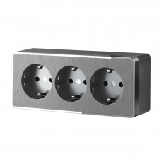 W5073104 Werkel Розетка тройная с заземлением и шторками Gallant (графит рифленый)