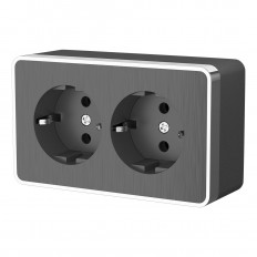 W5072104 Werkel Розетка двойная с заземлением Gallant (графит рифленый)