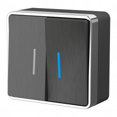 W5020104 Werkel Выключатель двухклавишный с подсветкой Gallant (графит рифленый)