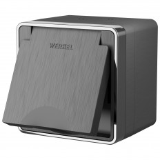 W5071204 Werkel Розетка влагозащ. с зазем. с защит. крышкой и шторками Gallant (графит рифленый)