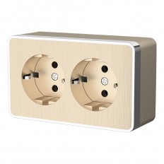 W5072110 Werkel Розетка двойная с заземлением Gallant (шампань рифленый)
