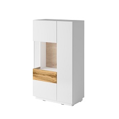 კომოდი-2D-L ტიპის 42 SILKE (თეთრი პრიალა/მუხის ვოტანი)