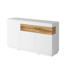 კომოდი-3D1S typ 43 SILKE (თეთრი პრიალა/მუხის ვოტანი)