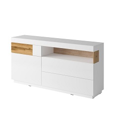 კომოდი-1D3S typ 47 SILKE (თეთრი პრიალა/მუხის ვოტანი)