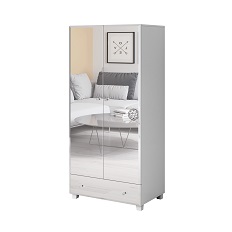 გარდერობი 2D1S typ 18 BELLAGIO (თეთრი/სარკე)