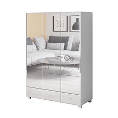 გარდერობი 3d3s typ 19 BELLAGIO (თეთრი/სარკე)