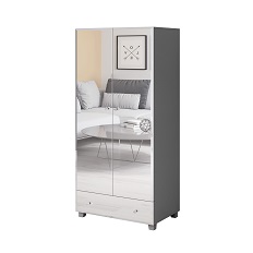 გარდერობი 2D1S typ 18 BELLAGIO (ნაცრისფერი/სარკე)