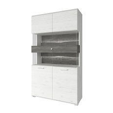 კაბინეტი ვიტრინით 4V1S SCANDY (მუხის ველინგტონი/ნაცრისფერი ხალათი)