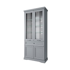 Шкаф с витриной 2V2D1S Н VALENCIA (Серый)