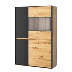 Шкаф с витриной 1V3D BOSCO (Дуб Артисан/Черный)