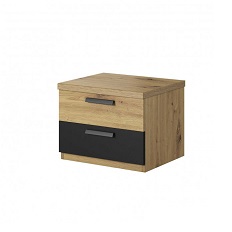 საწოლის მაგიდა 2 უჯრა SIGMA (Oak Artisan/Black matt) 24RCLI22