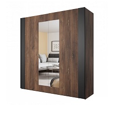 Шкаф с 2 раздвижными дверями SIGMA (Дуб Флагстафф с медной нитью/Черный матовый овый) 24FWLI18