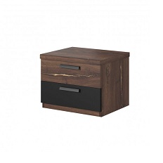 Тумбочка 2 ящика SIGMA (Дуб Флагстафф с медной нитью/Черный матовый) 24FWLI22