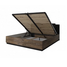 Кровать 1600 с подъемным механизмом SIGMA (Дуб Флагстафф со стальной нитью/Черный матовый) 24FSLI51