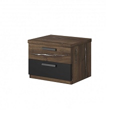 Тумбочка 2 ящика SIGMA (Дуб Флагстафф со стальной нитью/Черный матовый) 24FSLI22