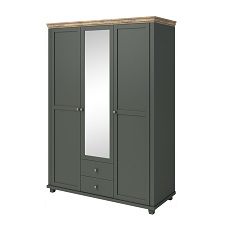 გარდერობი 3-კარიანი სარკეთი EVORA (მწვანე/მუქი ლეფკადა მუხა) 24ZRJU19