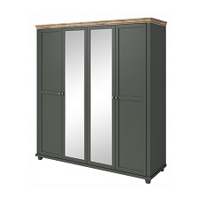 გარდერობი 4-კარიანი 2 სარკით EVORA (მწვანე/მუქი ლეფკადა) 24ZRJU20