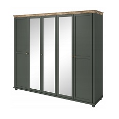 გარდერობი 5-კარიანი 3 სარკით EVORA (მწვანე/მუქი ლეფკადა მუხა) 24ZRJU21