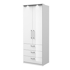 გარდერობი 2-კარიანი 3 უჯრით OPTIMA (თეთრი/თეთრი პრიალა) 2497KL68