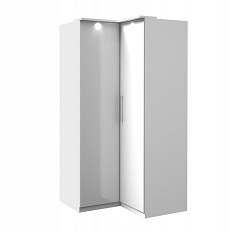 კუთხის კარადა 2 კარით OPTIMA (თეთრი/თეთრი პრიალა) 2497KL16