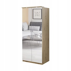 Шкаф 2-дверный с зеркалами OPTIMA (Дуб Артизан/Белый глянец) 249AKL58