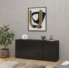 უჯრის კომოდი AVA (შავი ონიქსი/მუხის ვოტანი) 24WNLM26