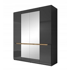 გარდერობი 4-კარიანი სარკეებით HEKTOR (ნაცრისფერი/ნაცრისფერი პრიალა) 24Z2AJ20