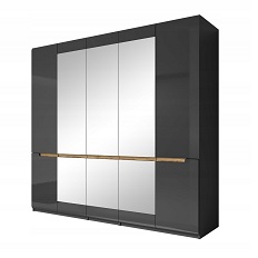 Шкаф 5-дверный с зеркалами HEKTOR (Серый/Серый глянец) 24Z2AJ21