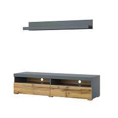 ტელევიზორის სადგამი და თარო ROGER (Grey/Oak Wotan) 22ZNZH41