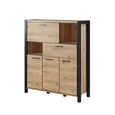 მაღალი კომოდი AKTIV (მუხის კურო/შავი) 24TWLK46