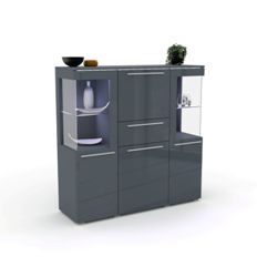 Витрина с баром INDIA (Серый/Серый глянец) 24G0DE46