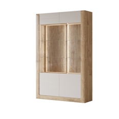 Витрина 2-дверная KASAI (Дуб Голд Харбор/Бежевый матовый) 24HKMI12