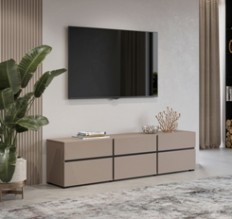 Тумба ТВ с 3 створками и 3 выдвижными ящиками CROSS (Конго/Черный) 24CWMY41