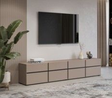 Тумба ТВ с 4 створками и 4 выдвижными ящиками CROSS (Конго/Черный) 24CWMY40