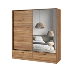 Шкаф-купе 2-дверный с зеркалом BETA (Дуб Маувелла-Черный) 22MA1662