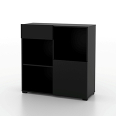 წიგნის კარადა 1 უჯრით და 1 კარებით Agapi (შავი ონიქსი) 24W3LZ85