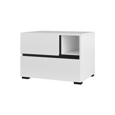 Прикроватная тумбочка 2 выдвижных ящика левая CROSS S (Белый/Черный) 249WMY22