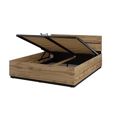 Кровать 1600 с ортопедическим основанием и подъемным механизмом CROSS S (Дуб Вотан/Черный) 24N6MY51