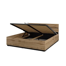 Кровать 1800 с ортопедическим основанием и подъемным механизмом CROSS S (Дуб Вотан/Черный) 24N6MY52