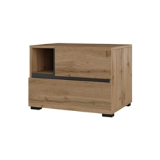 Прикроватная тумбочка 2 выдвижных ящика правая CROSS S (Дуб Вотан/Черный) 24N6MY22