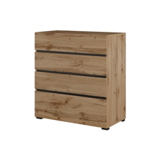 Комод 4 выдвижных ящика CROSS S (Дуб Вотан/Черный) 24N6MY28