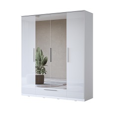 4-კარიანი კაბინეტი 1 მოცურების ყუთით (2 სარკე) RGB განათებით ინდოეთის S (თეთრი/თეთრი სიპრიალის) 2497DE20