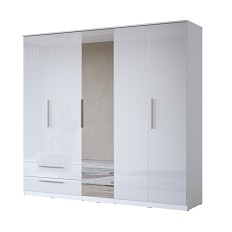 5-კარიანი კაბინეტი 2 უჯრით (1 სარკე) RGB განათებით ინდოეთის S (თეთრი/თეთრი სიპრიალის) 2497DE21