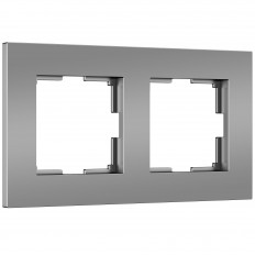 Рамка на 2 поста Slab (серебро софт) W0022965