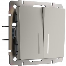 Выключатель двухклавишный проходной с подсветкой (дымчатый) W1222104