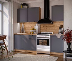 სამზარეულოს კომპლექტი GLETCHER  MDF (მუქი ნაცრისფერი) 1.8 (2.4) Surskaya ავეჯი