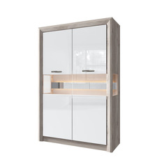 გარდერობი ვიტრინით 2V ORLANDO (წაბლისფერი ნაირობი/თეთრი ბზინვარება)