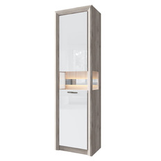 გარდერობი ვიტრინით 1V ORLANDO (წაბლისფერი ნაირობი/თეთრი ბზინვარება)