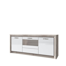 კაბინეტი RTV 1V2D1S ORLANDO (წაბლისფერი ნაირობი/თეთრი პრიალა)