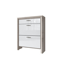 ფეხსაცმლის კარადა 2D1S ORLANDO (წაბლისფერი ნაირობი/თეთრი ბზინვარება)